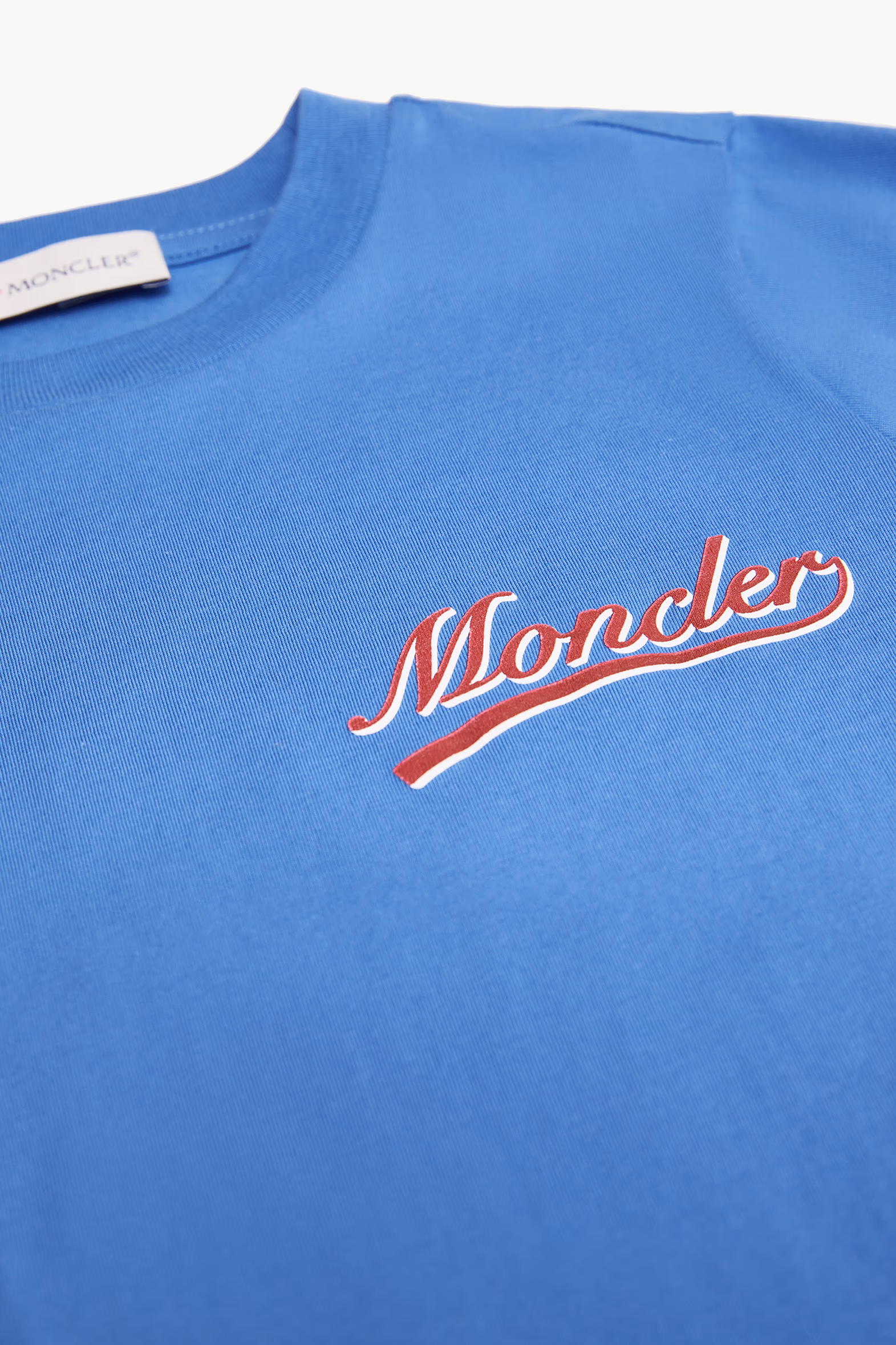 Logo Motif Cotton T-Shirt Boy Light Blue Moncler 2